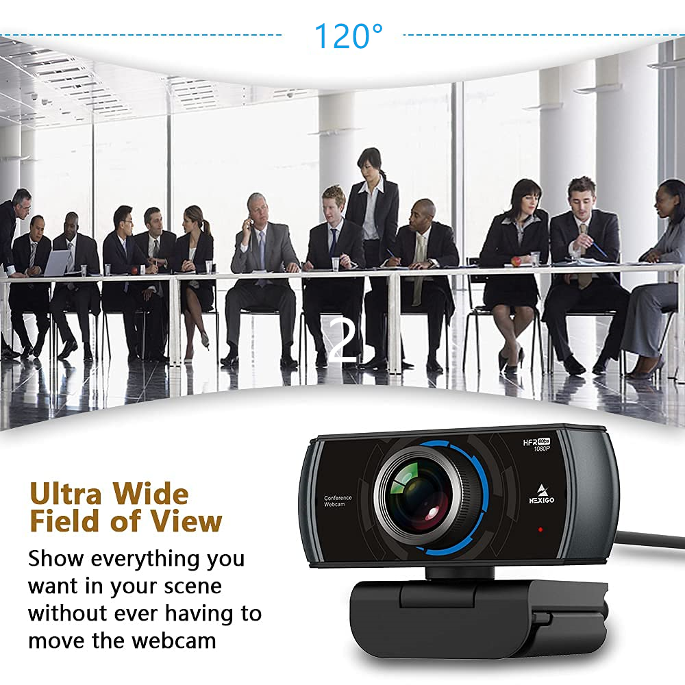 The NexiGo N980P webcam can showcase a 120-degree ultra-wide field of view during meetings.